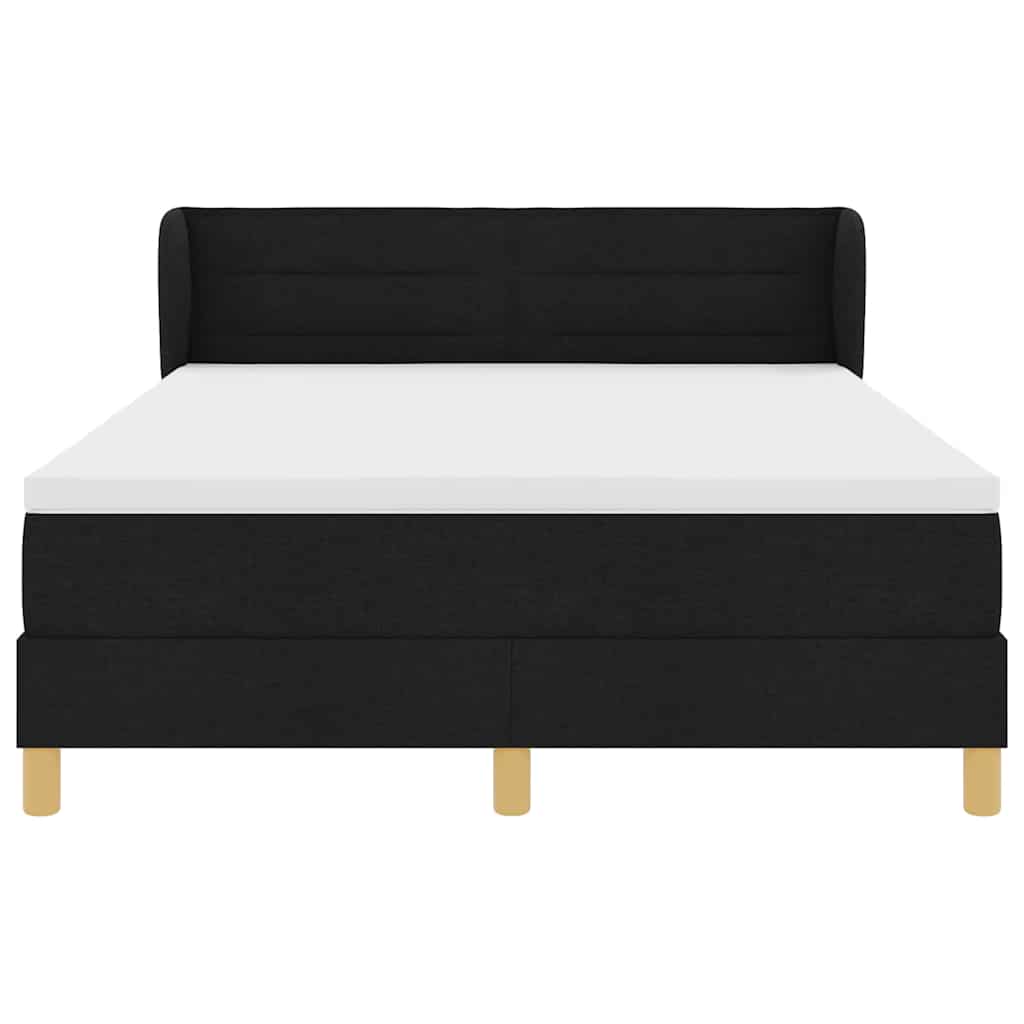 Lit à ressorts avec matelas Noir 140 x 190 cm tissu - XIOS