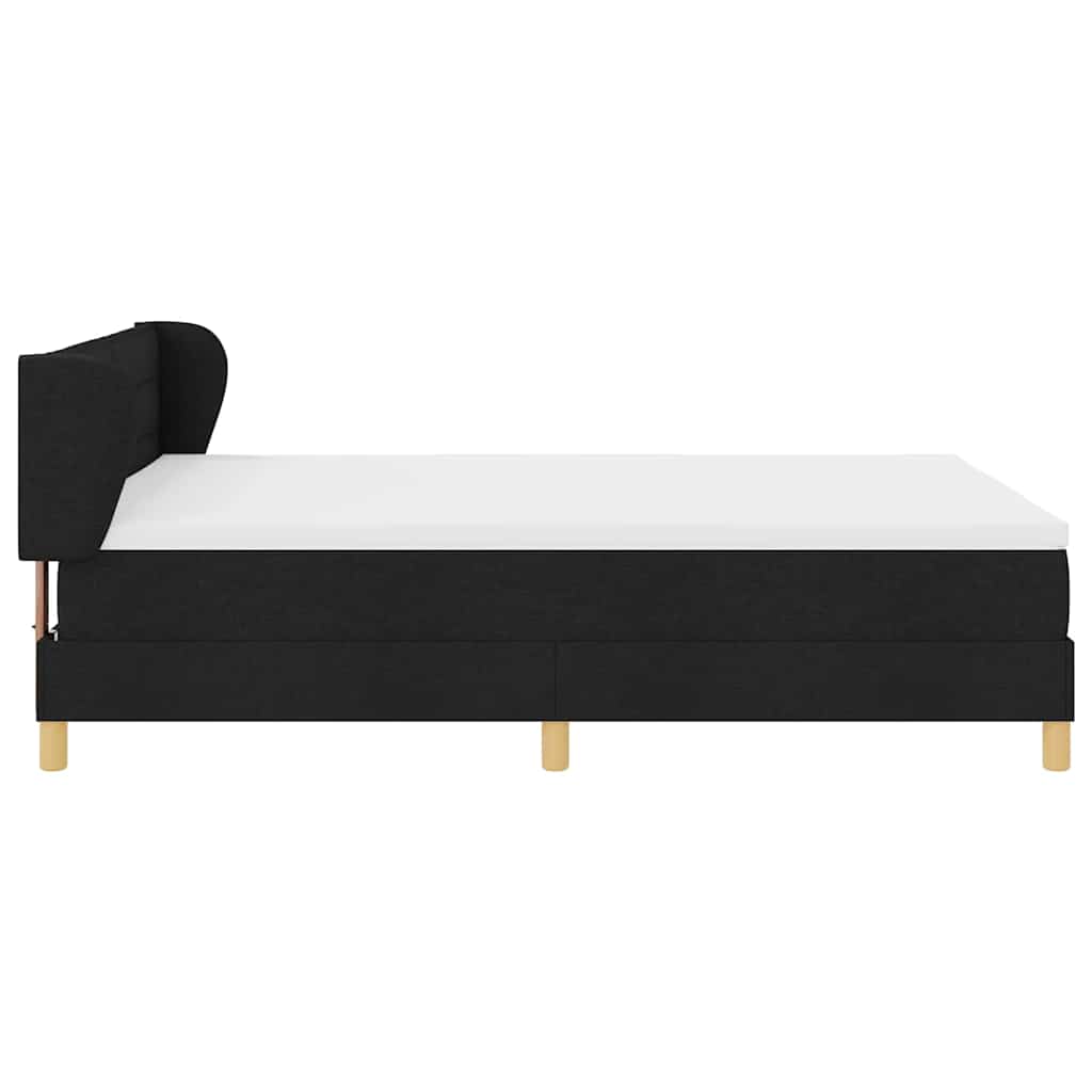 Lit à ressorts avec matelas Noir 140 x 190 cm tissu - XIOS