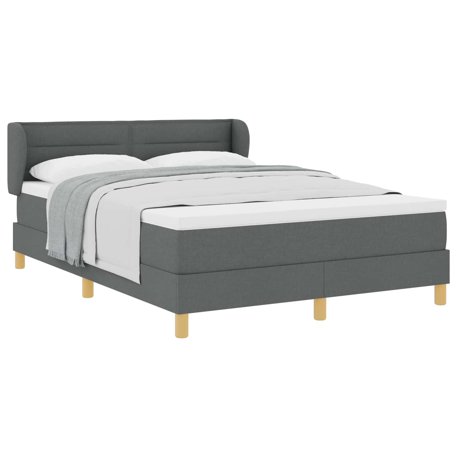 Lit à ressorts avec matelas Gris foncé 140 x 200 cm tissu - XIOS