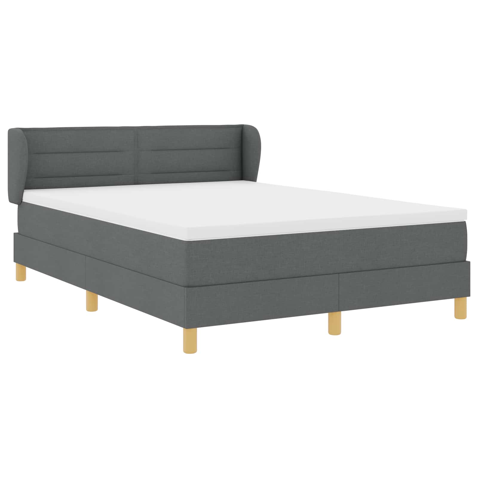Lit à ressorts avec matelas Gris foncé 140 x 200 cm tissu - XIOS
