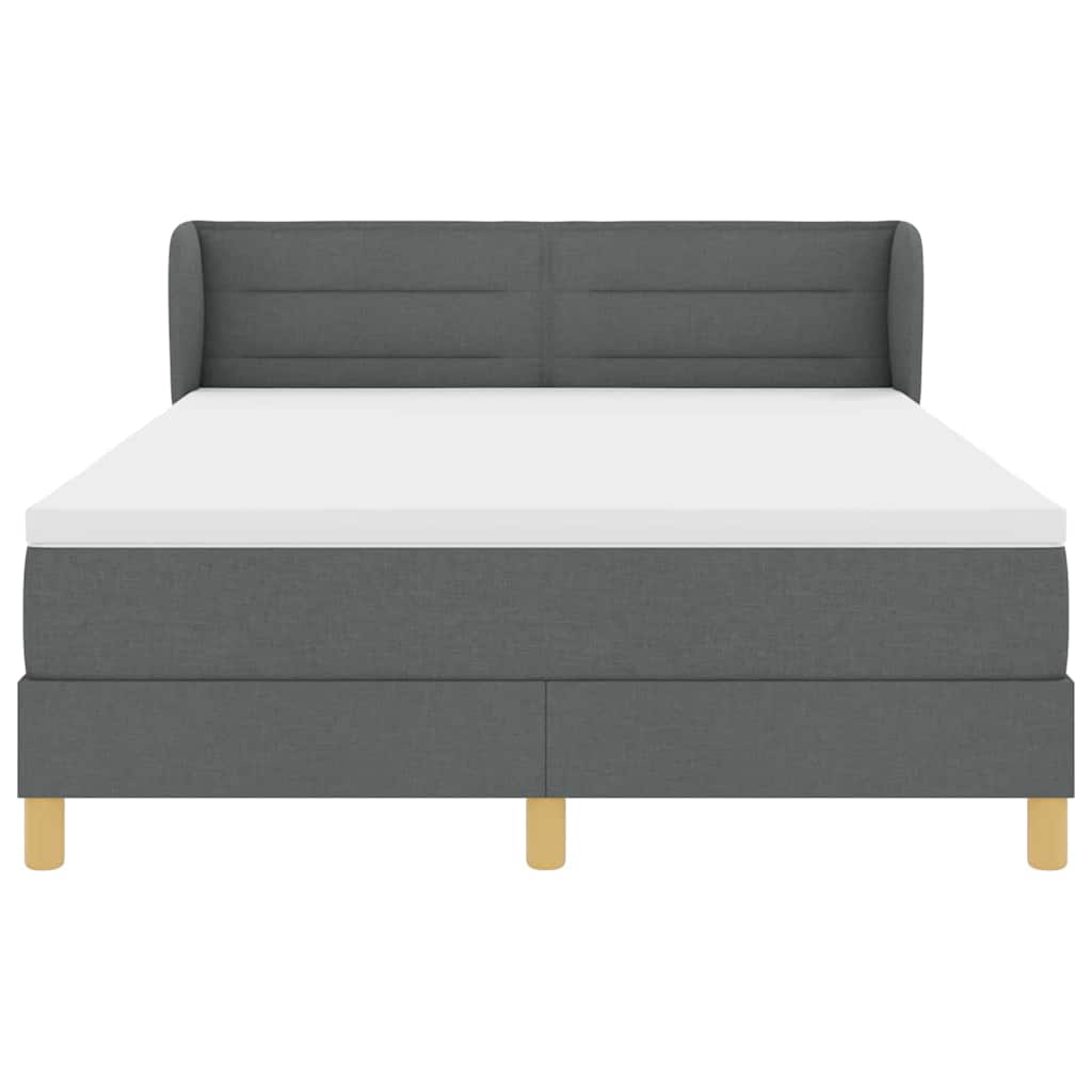 Lit à ressorts avec matelas Gris foncé 140 x 200 cm tissu - XIOS