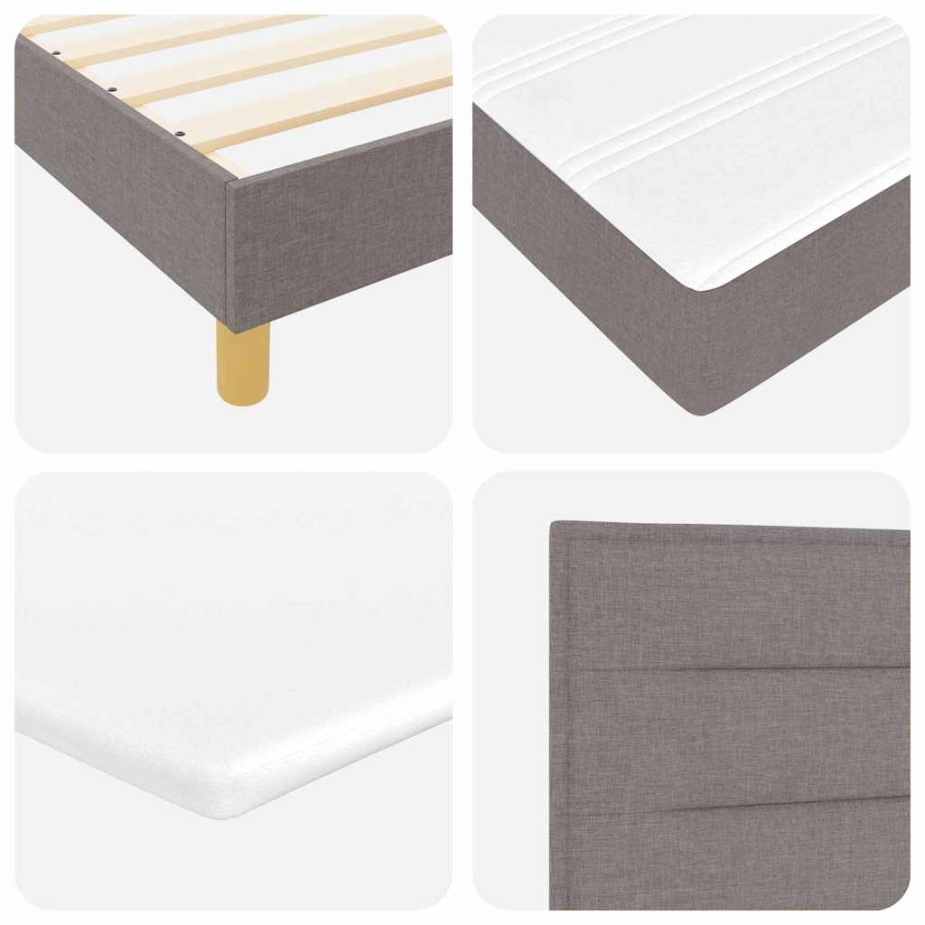 Lit à ressorts avec matelas Taupe 140 x 200 cm tissu - XIOS