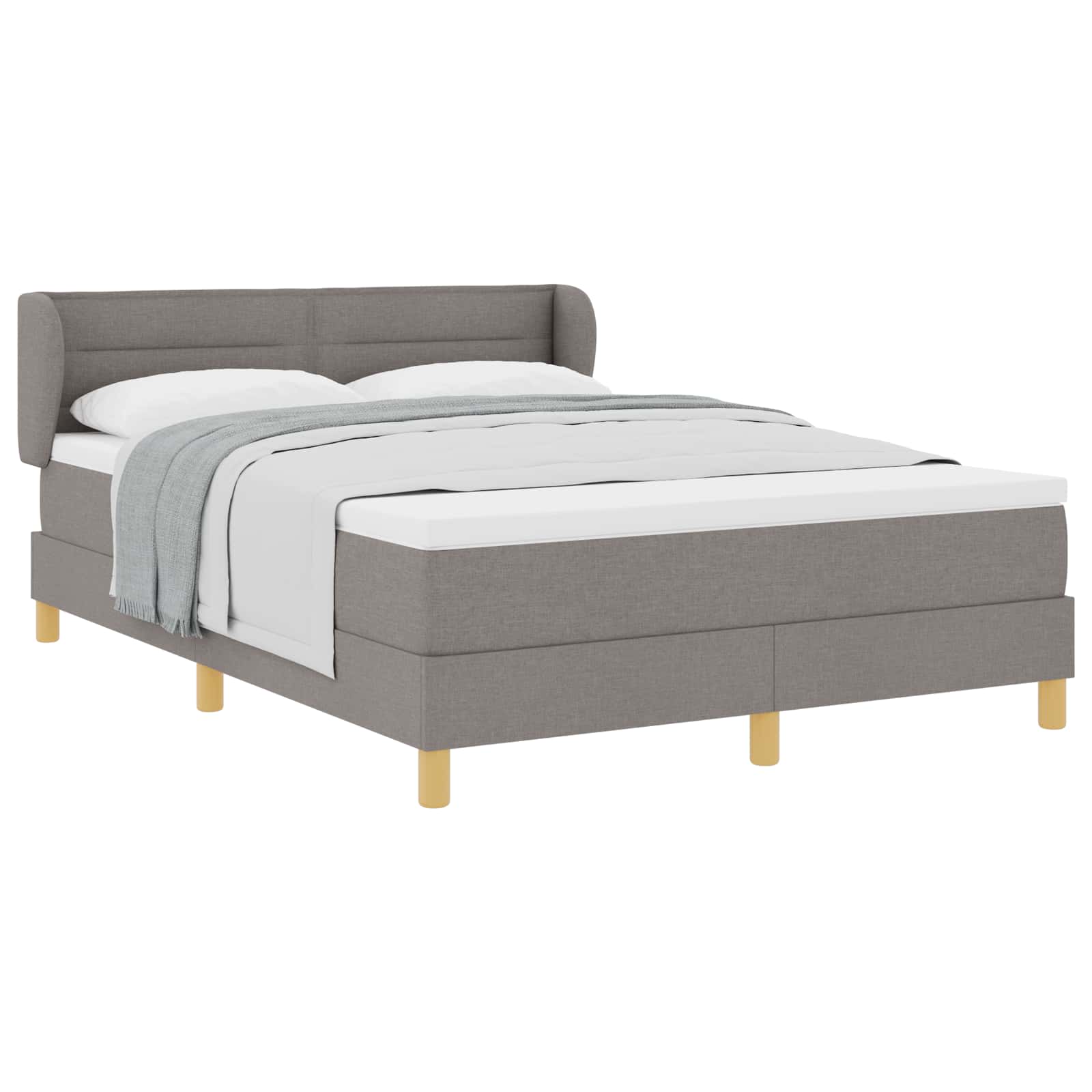 Lit à ressorts avec matelas Taupe 140 x 200 cm tissu - XIOS