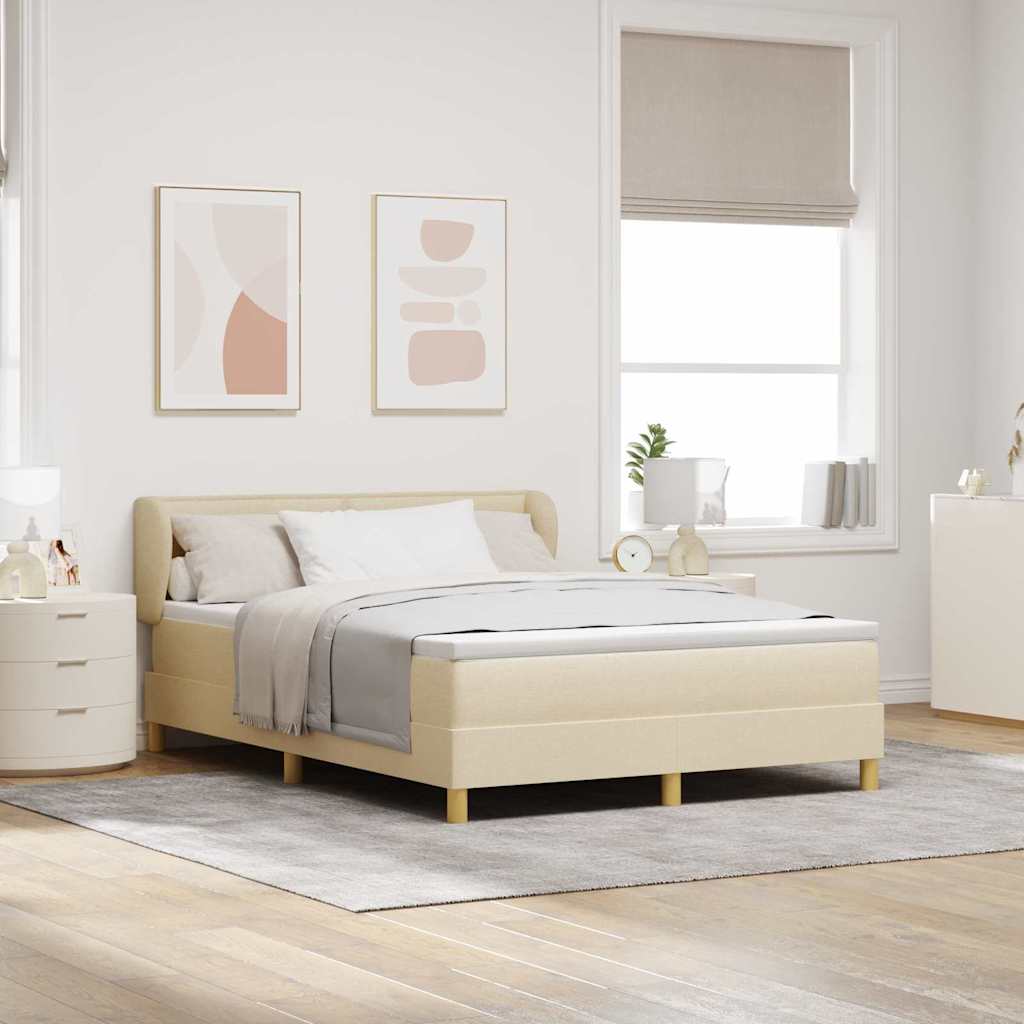 Lit à ressorts avec matelas Crème 140 x 200 cm tissu - XIOS