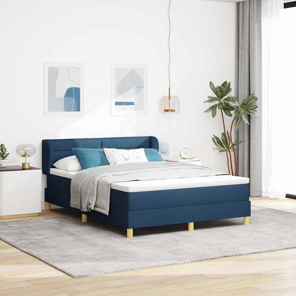 Lit à ressorts avec matelas Bleu 140 x 200 cm tissu - XIOS