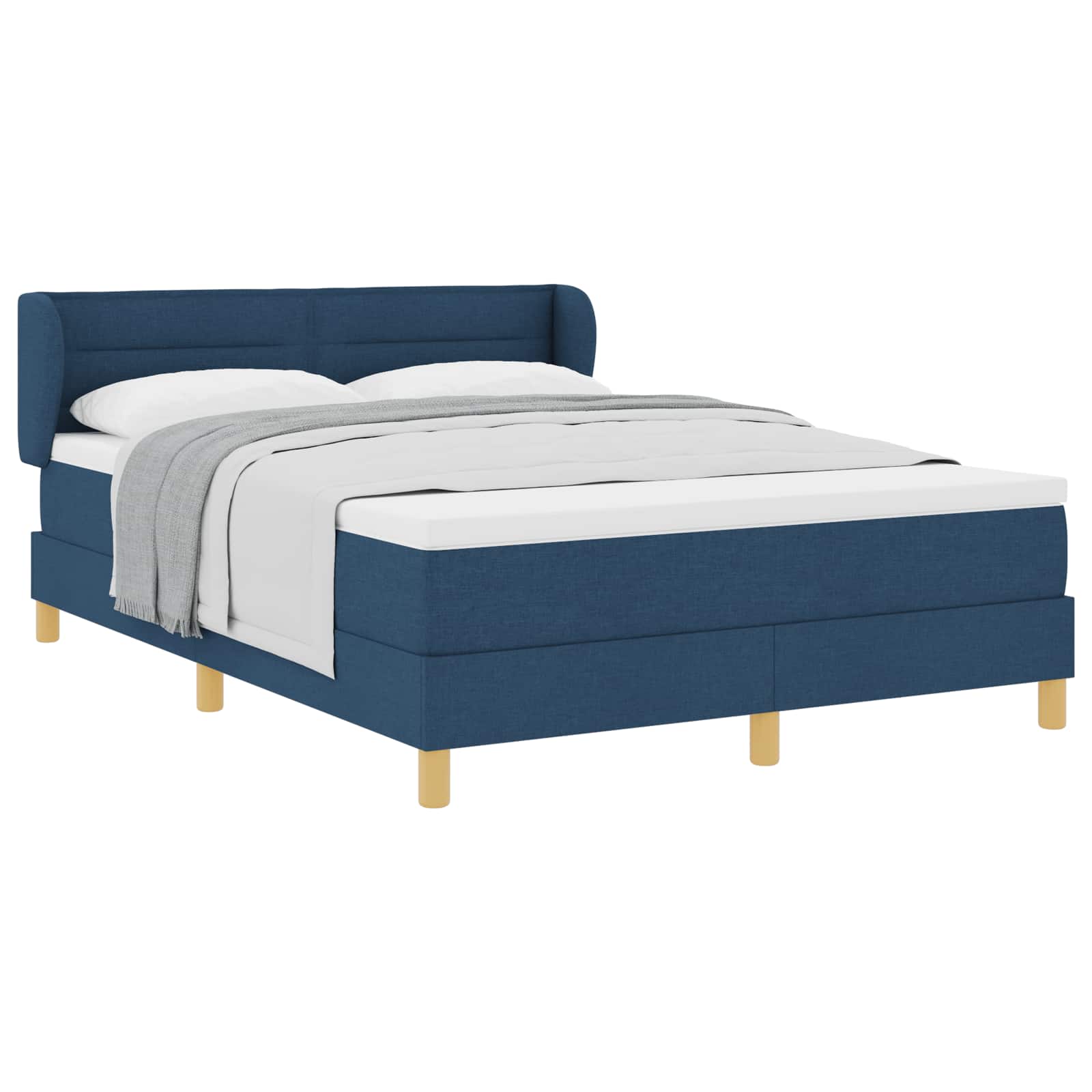 Lit à ressorts avec matelas Bleu 140 x 200 cm tissu - XIOS