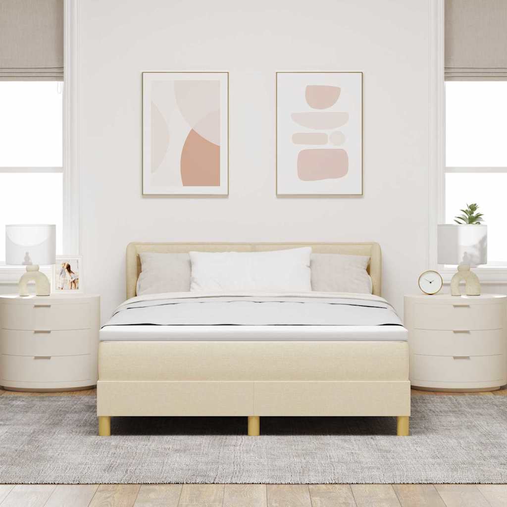 Lit à ressorts avec matelas Crème 160 x 200 cm tissu - XIOS