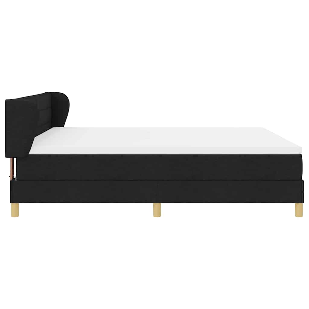 Lit à ressorts avec matelas Noir 180 x 200 cm tissu