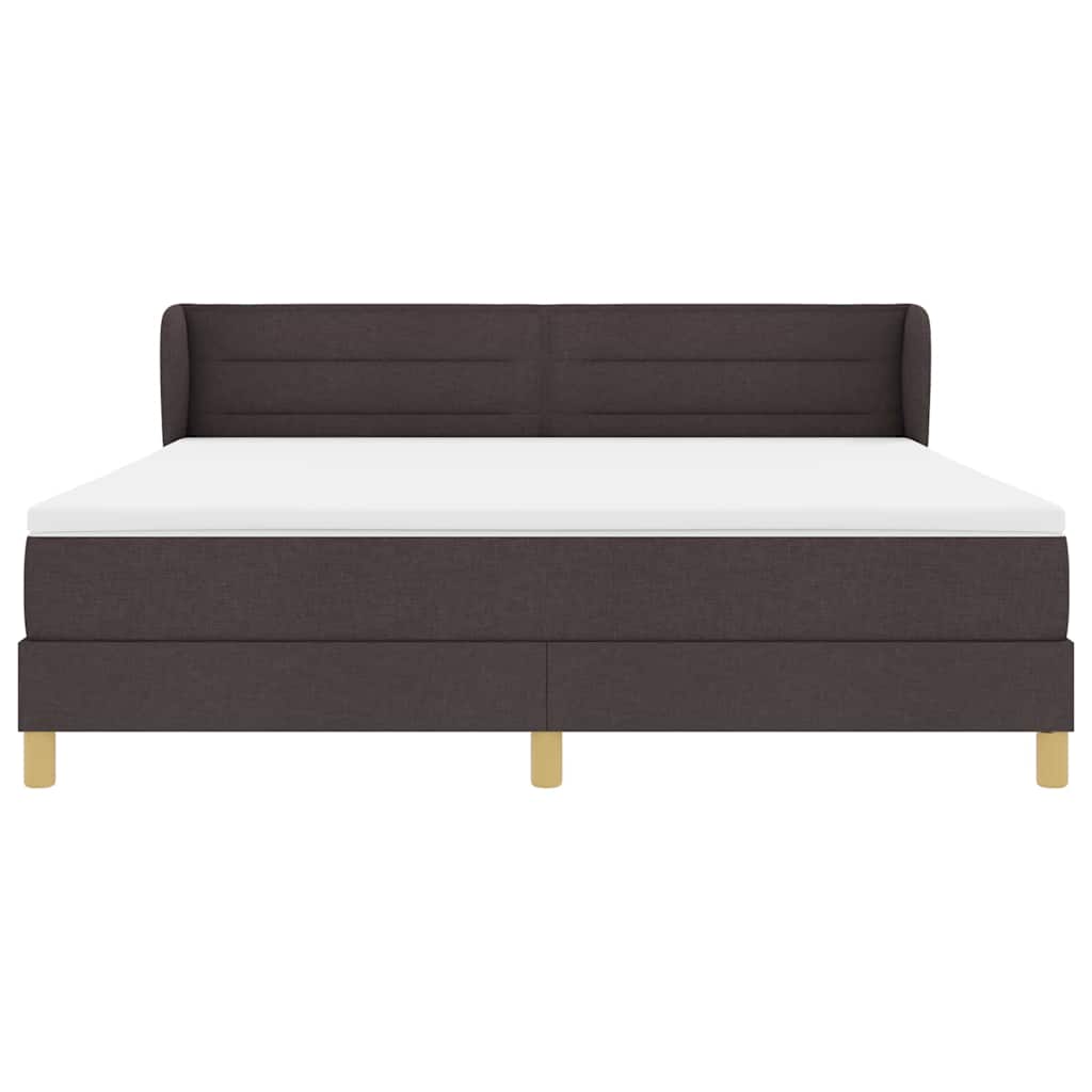 Lit à ressorts avec matelas Marron foncé 180 x 200 cm tissu