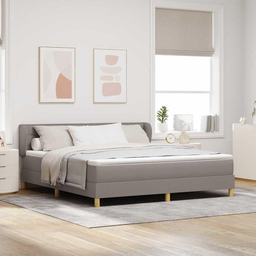 Lit à ressorts avec tête de lit Taupe 180 x 200 cm tissu