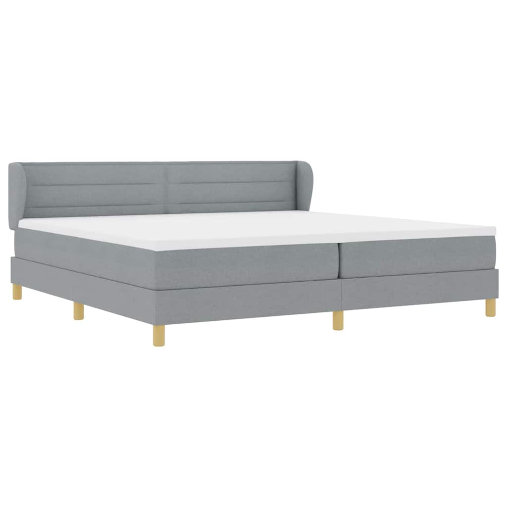 Lit à ressorts avec matelas Gris clair 200 x 200 cm tissu - XIOS