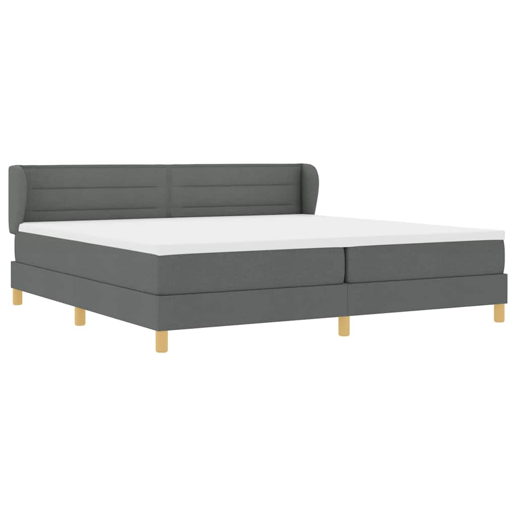 Lit à ressorts avec matelas Gris foncé 200 x 200 cm tissu - XIOS