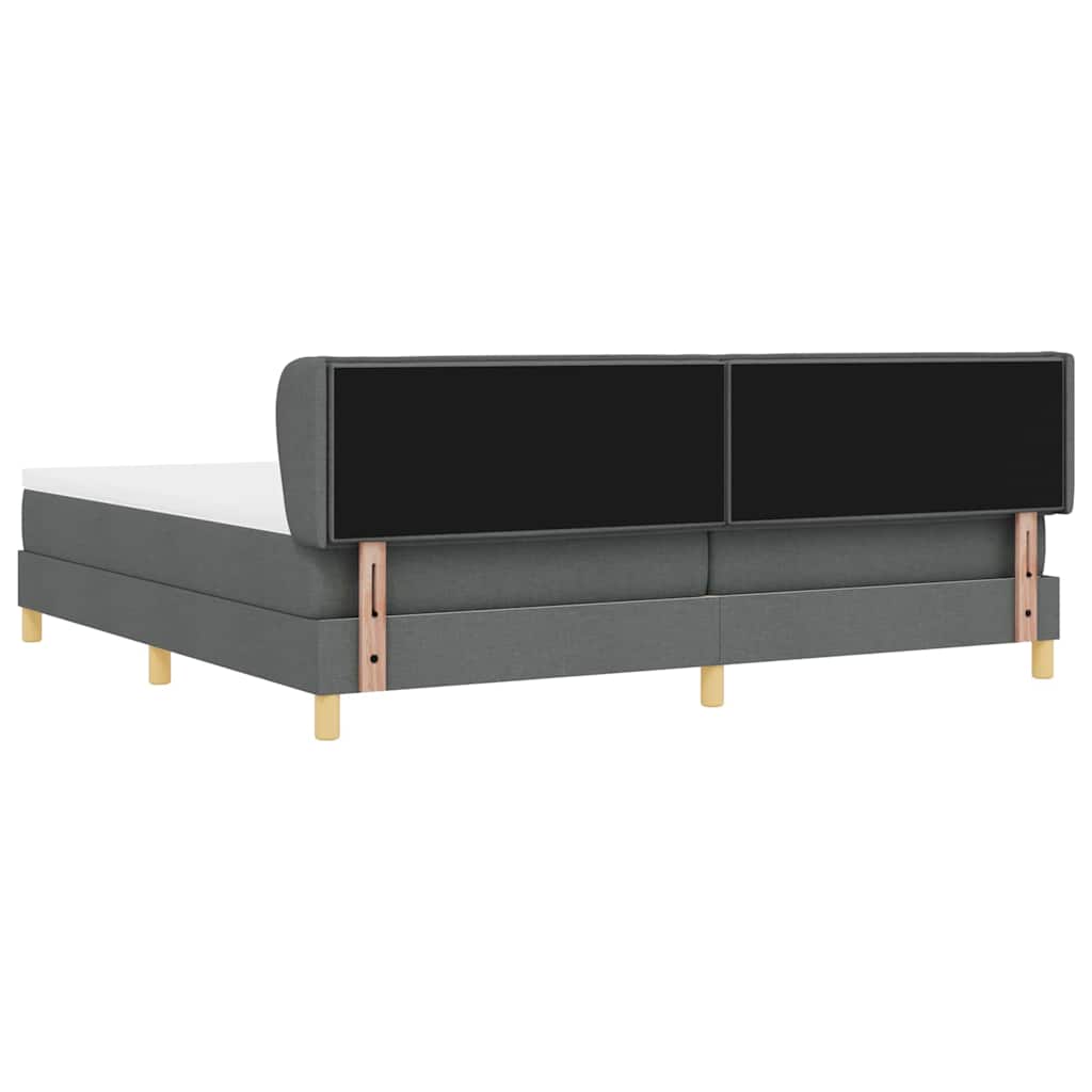 Lit à ressorts avec matelas Gris foncé 200 x 200 cm tissu - XIOS