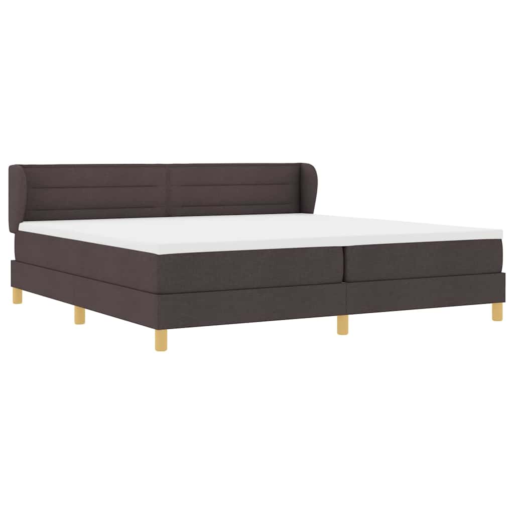 Lit à ressorts avec matelas Marron foncé 200 x 200 cm tissu