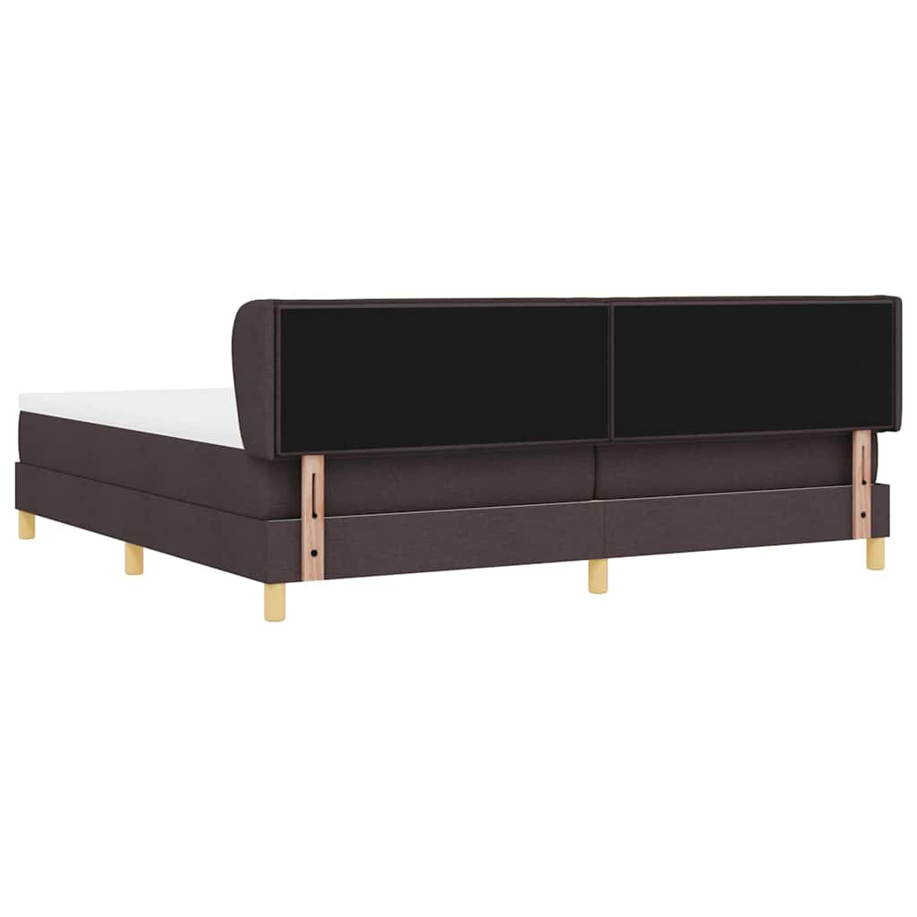 Lit à ressorts avec matelas Marron foncé 200 x 200 cm tissu