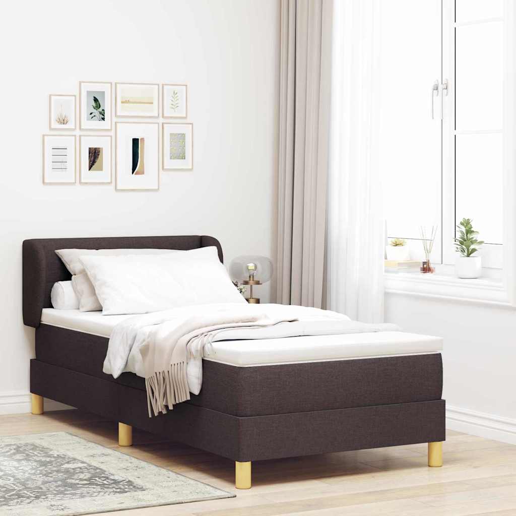 Lit à Ressorts avec Matelas Crème 90x200 cm Tissu Marron foncé - XIOS