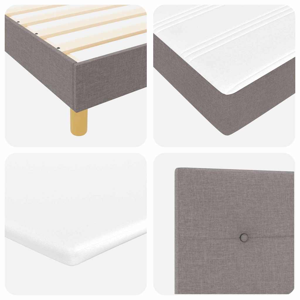 Lit à ressorts avec matelas Taupe 80 x 200 cm tissu - XIOS