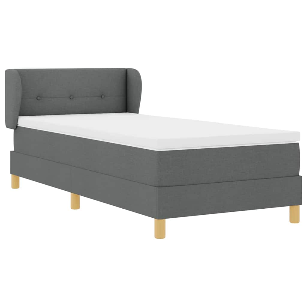 Lit à Ressorts avec Matelas Crème 90x200 cm Tissu Gris foncé - XIOS