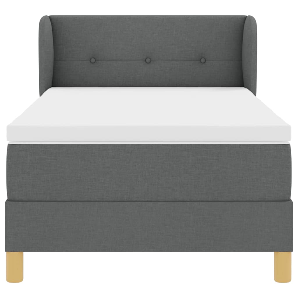 Lit à Ressorts avec Matelas Crème 90x200 cm Tissu Gris foncé - XIOS
