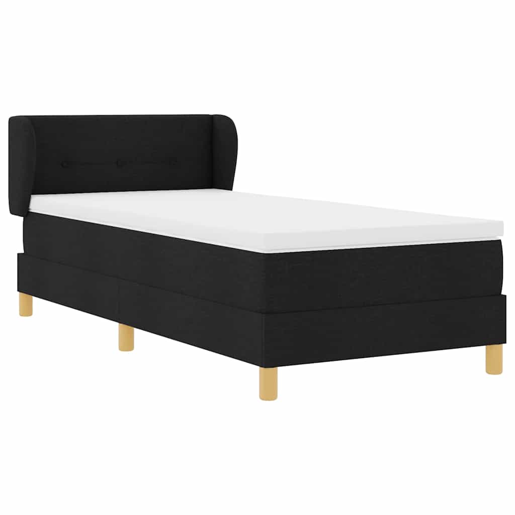 Lit à ressorts avec matelas Noir 100 x 200 cm tissu - XIOS