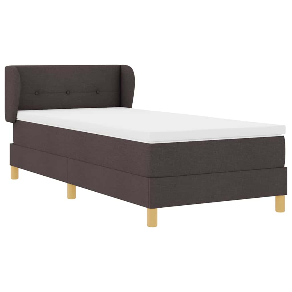 Lit à ressorts avec matelas Marron foncé 100 x 200 cm tissu - XIOS