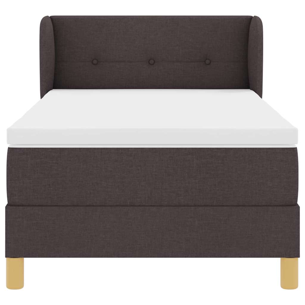 Lit à ressorts avec matelas Marron foncé 100 x 200 cm tissu - XIOS