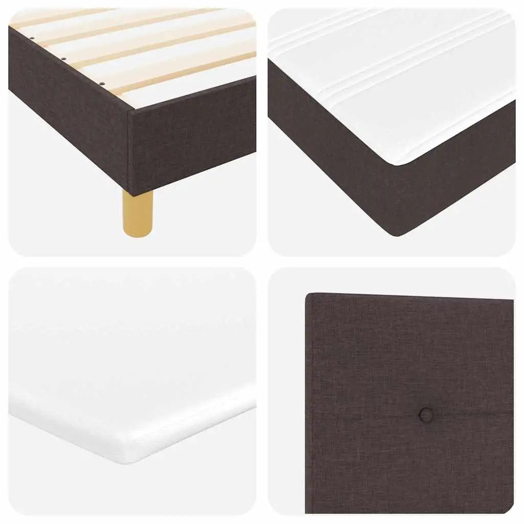 Lit à ressorts avec tête de lit Marron foncé 140 x 190 cm tissu - XIOS