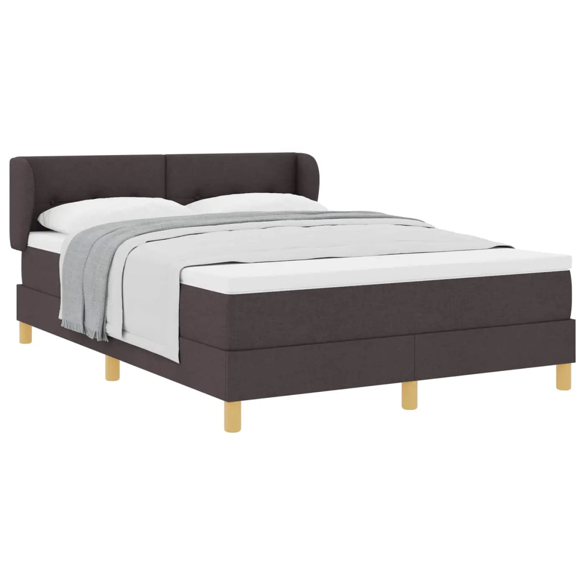 Lit à ressorts avec tête de lit Marron foncé 140 x 190 cm tissu - XIOS
