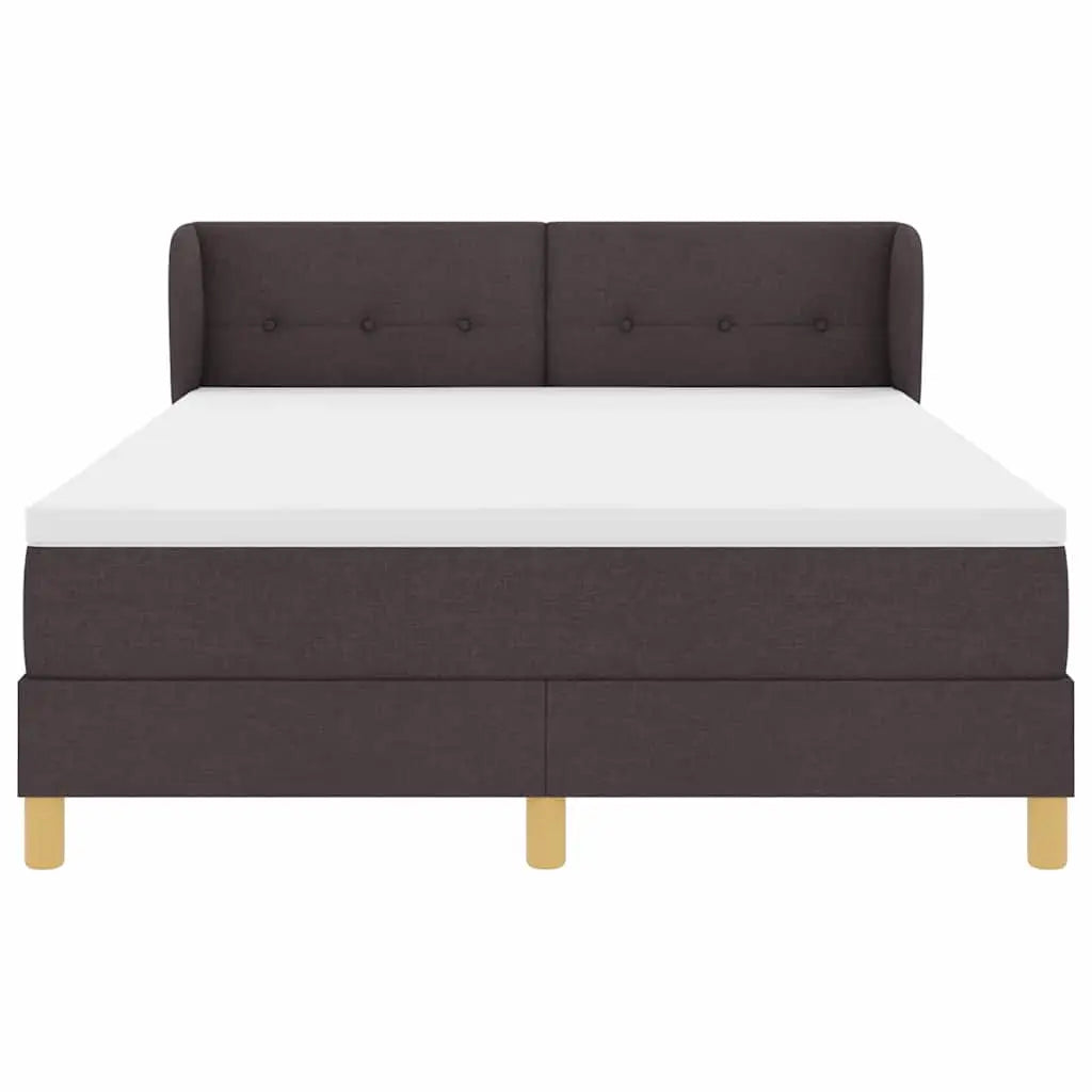 Lit à ressorts avec tête de lit Marron foncé 140 x 190 cm tissu - XIOS