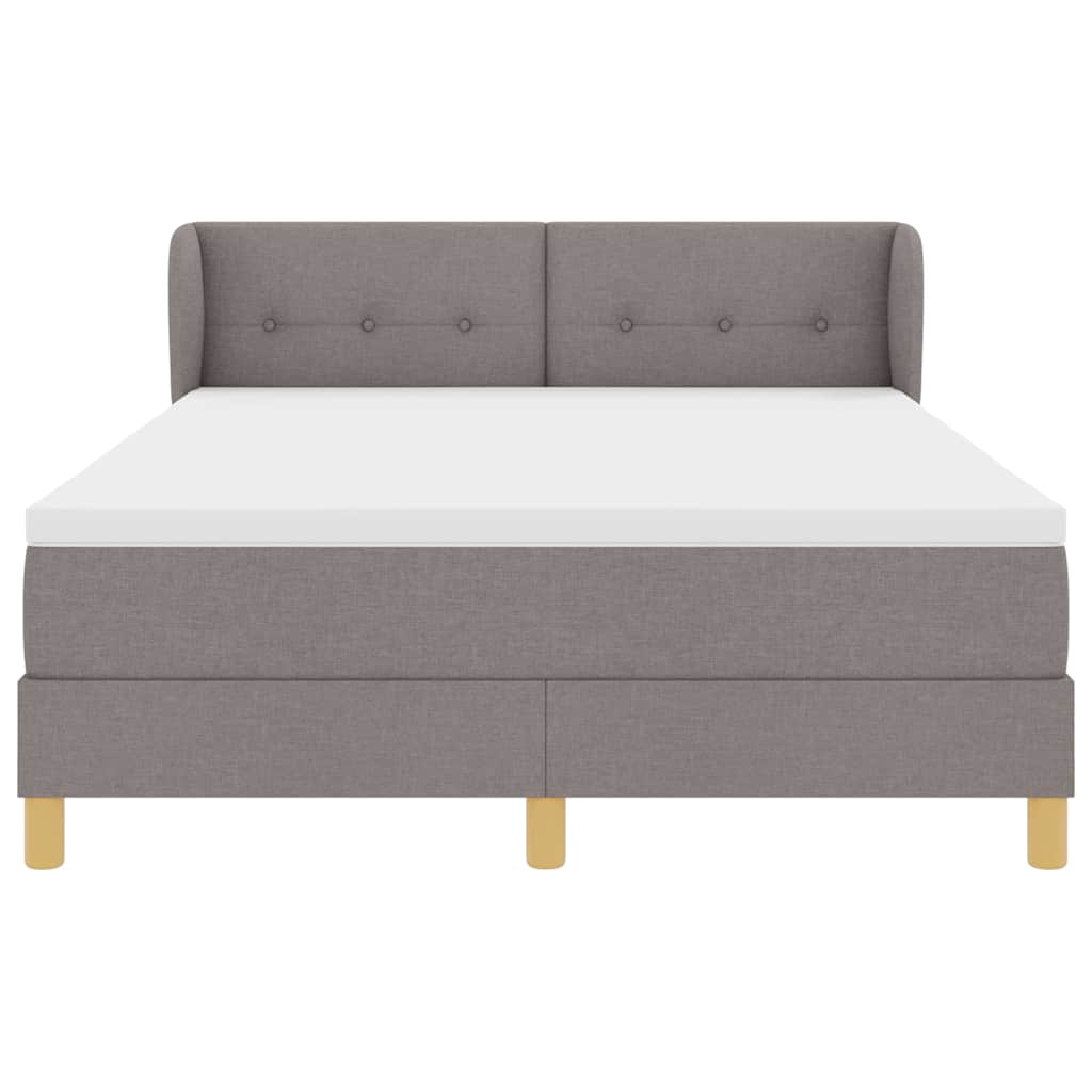 Lit à ressorts avec tête de lit Taupe 140 x 200 cm tissu - XIOS