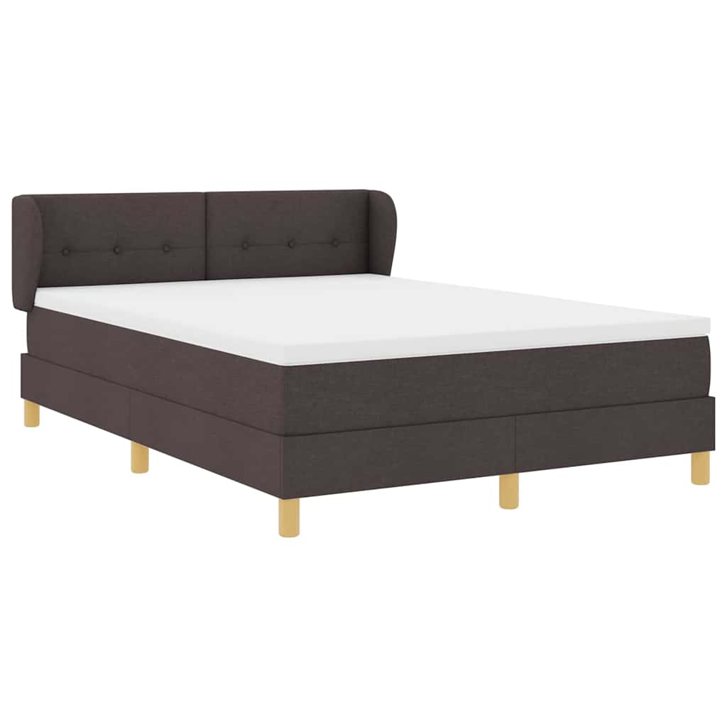 Lit à ressorts avec tête de lit Marron foncé 160 x 200 cm tissu - XIOS