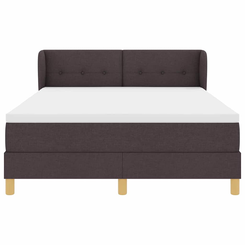 Lit à ressorts avec tête de lit Marron foncé 160 x 200 cm tissu - XIOS