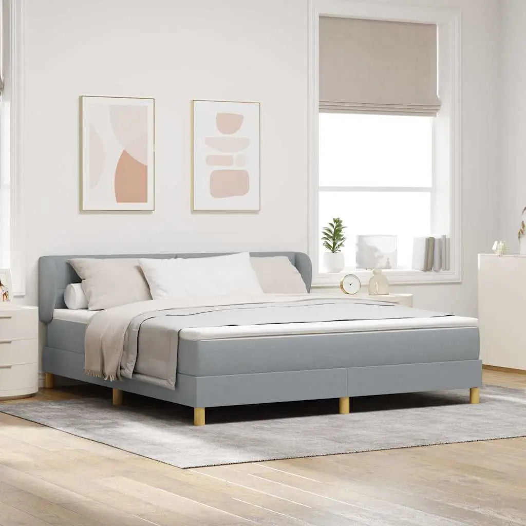 Lit à ressorts avec tête de lit Gris clair 180 x 200 cm tissu - XIOS