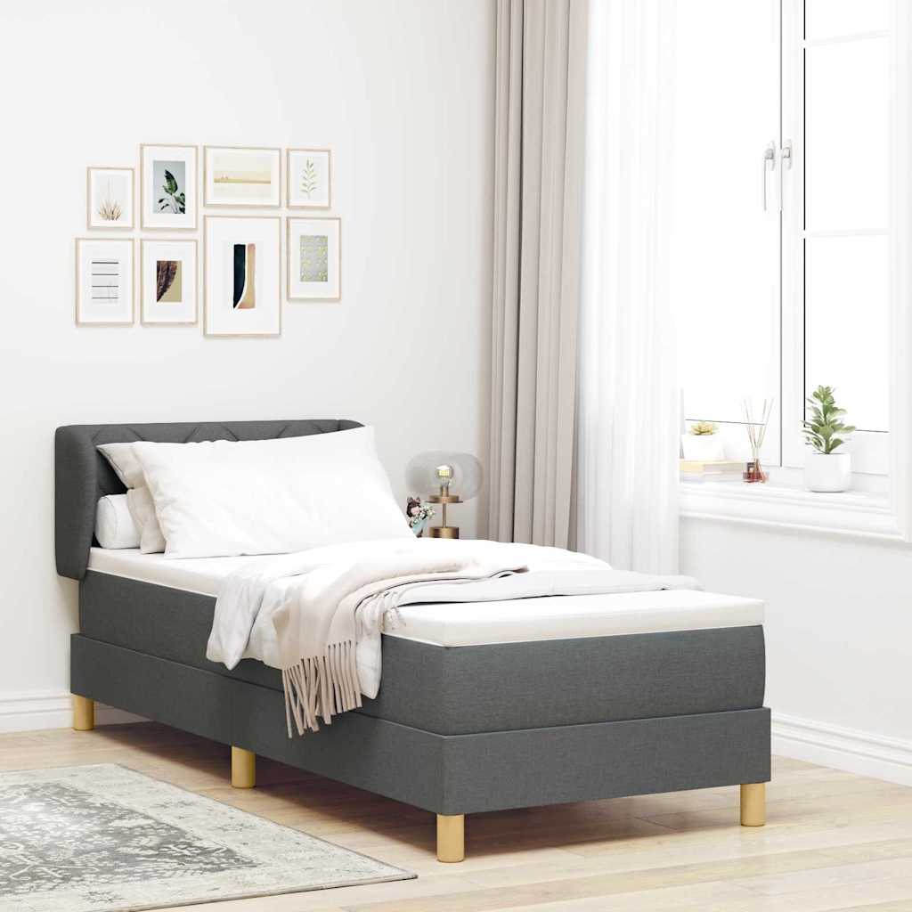 Lit à ressorts avec tête de lit Gris foncé 80 x 200 cm tissu - XIOS