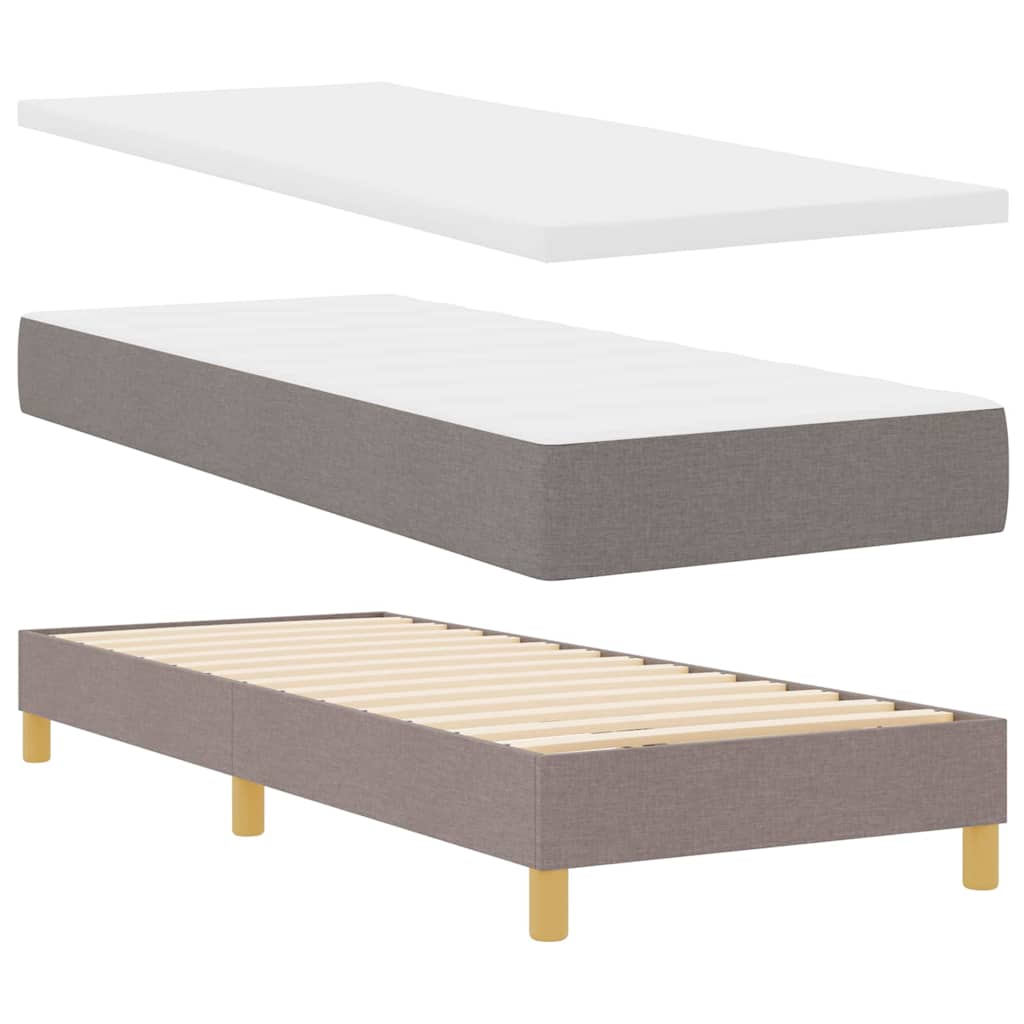 Lit à ressorts avec matelas Taupe 80 x 200 cm tissu - XIOS