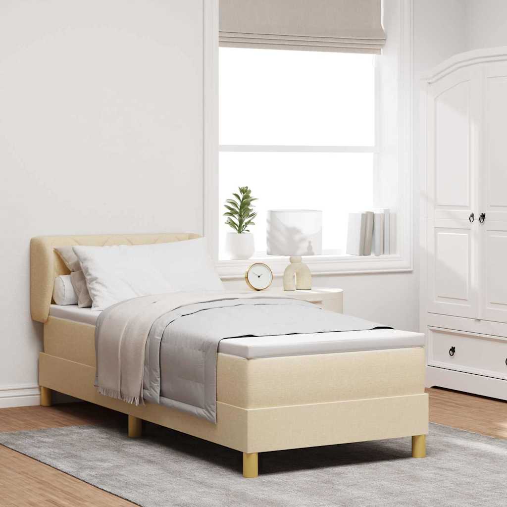 Lit à ressorts avec tête de lit Crème 80 x 200 cm tissu - XIOS
