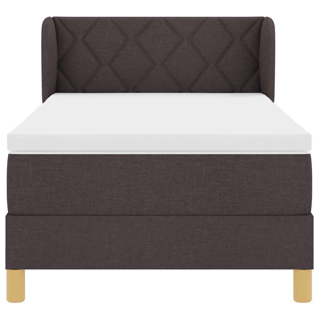 Lit à ressorts avec tête de lit Marron foncé 90 x 190 cm tissu - XIOS