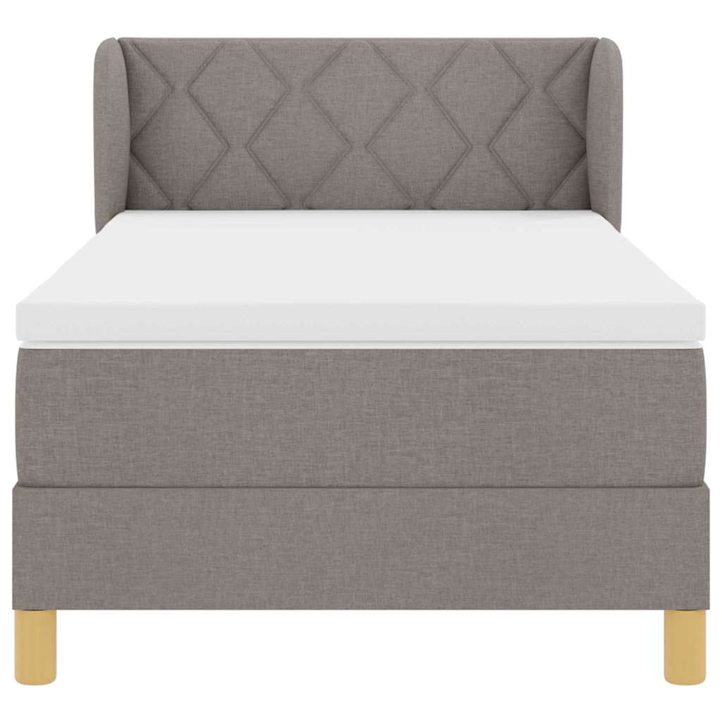Lit à ressorts avec tête de lit Taupe 90 x 190 cm tissu - XIOS