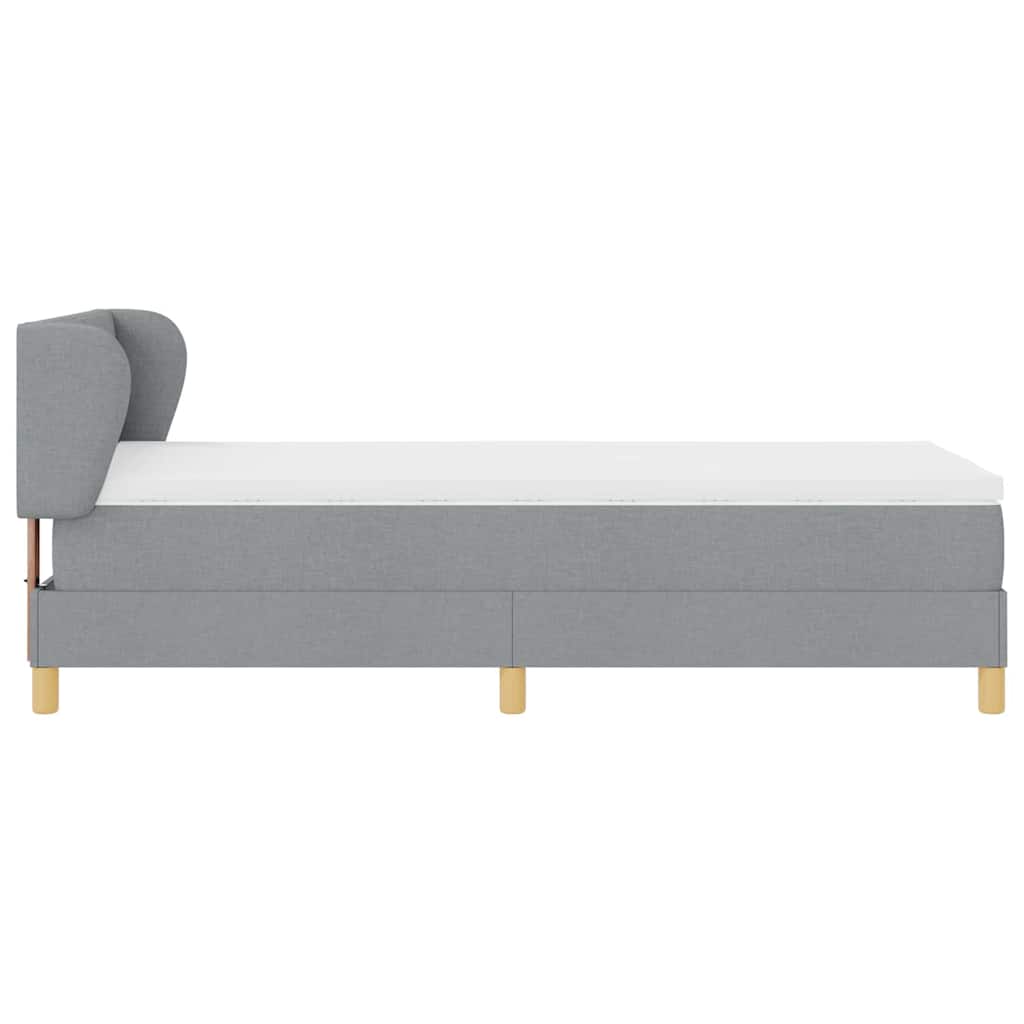 Lit à ressorts avec tête de lit Gris clair 100 x 200 cm tissu