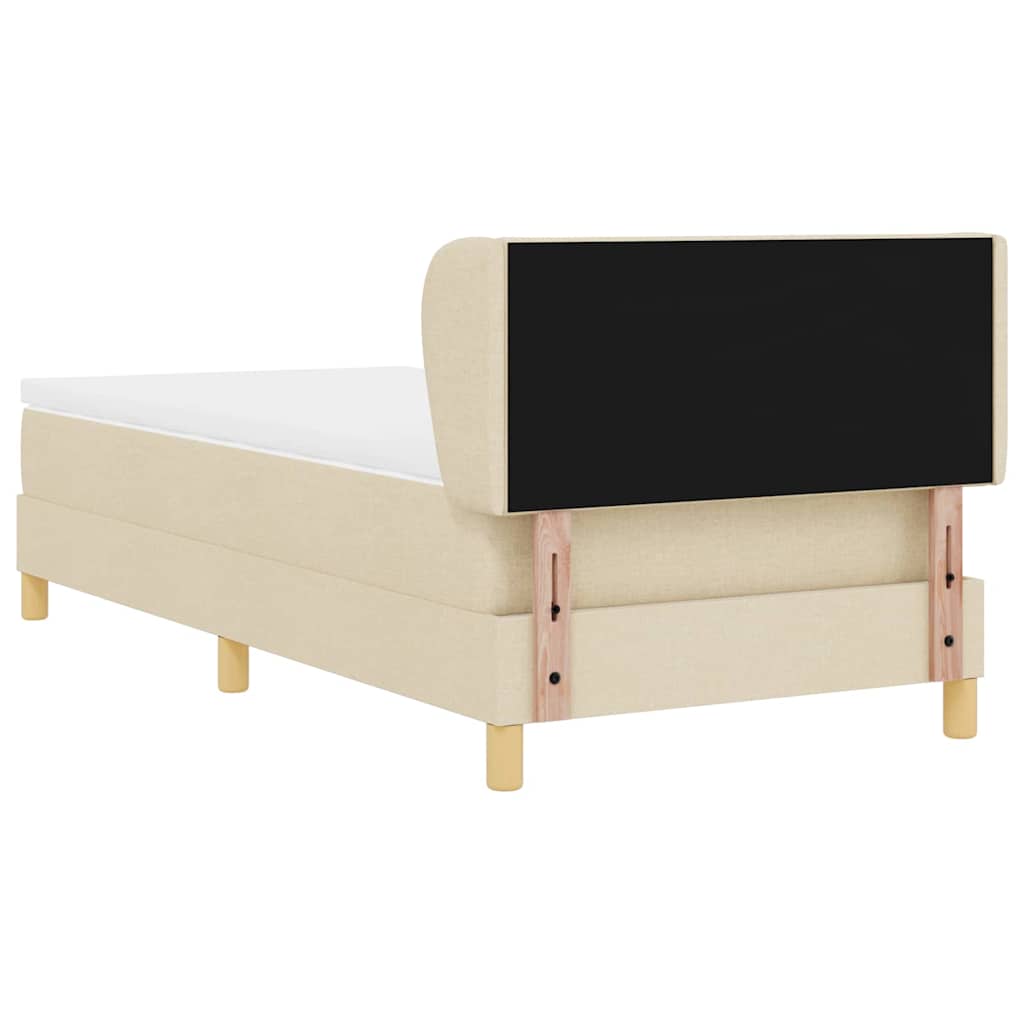 Lit à ressorts avec tête de lit Crème 100 x 200 cm tissu