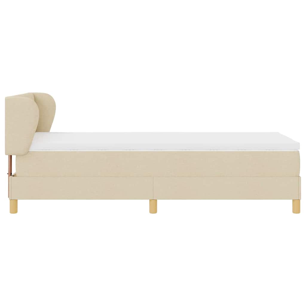 Lit à ressorts avec tête de lit Crème 100 x 200 cm tissu