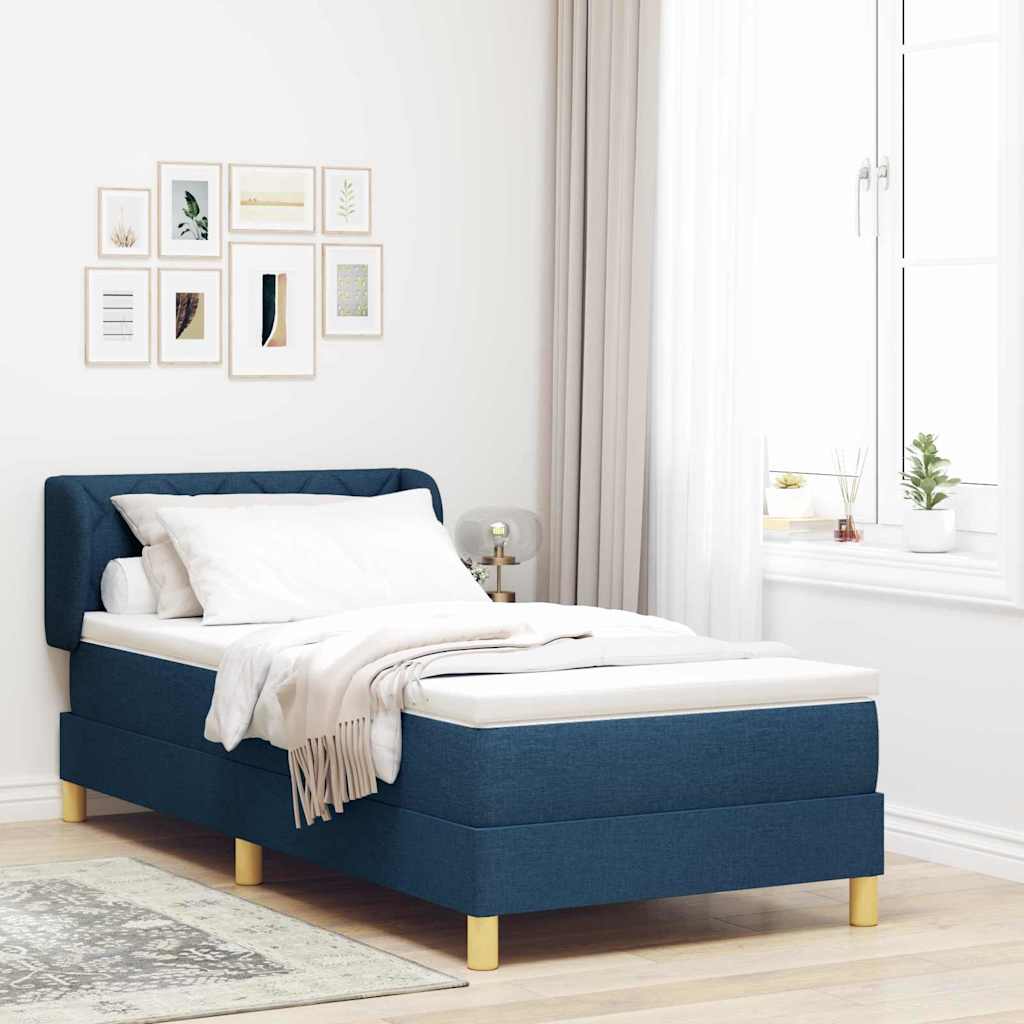 Lit à ressorts avec matelas Bleu 100 x 200 cm tissu - XIOS