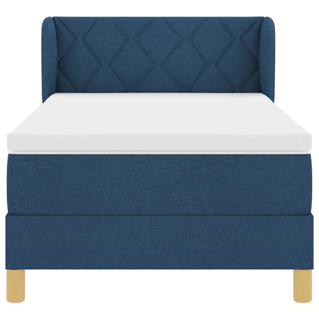 Lit à ressorts avec matelas Bleu 100 x 200 cm tissu - XIOS