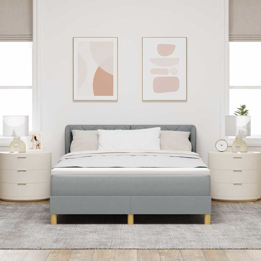 Lit à ressorts avec tête de lit Gris clair 140 x 200 cm tissu