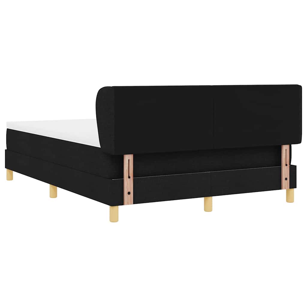 Lit à ressorts avec tête de lit Noir 140 x 200 cm tissu