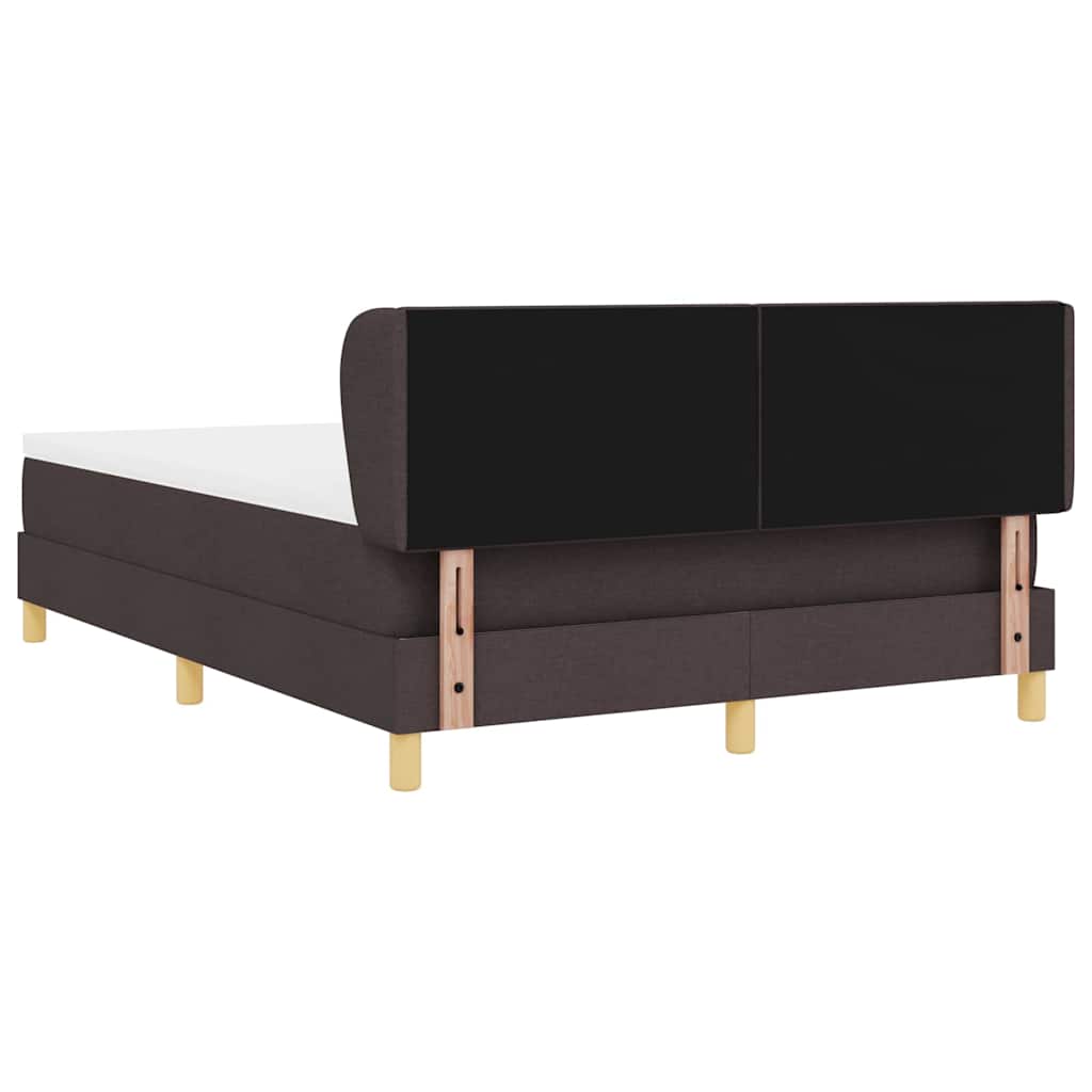 Lit à ressorts avec tête de lit Marron foncé 140 x 200 cm tissu