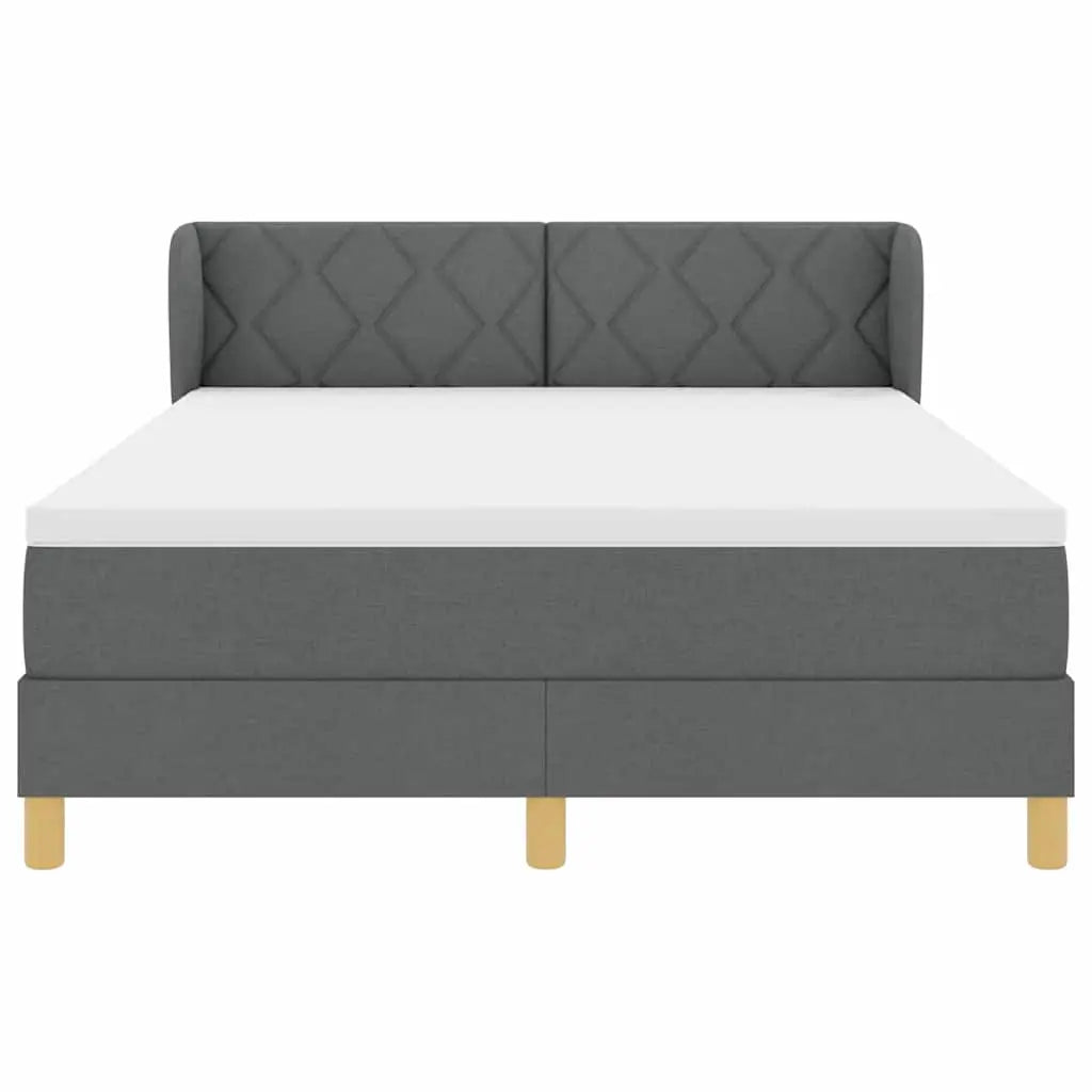 Lit à ressorts avec tête de lit Gris foncé 160 x 200 cm tissu - XIOS