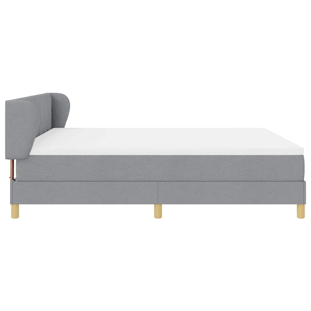 Lit à ressorts avec tête de lit Gris clair 180 x 200 cm tissu