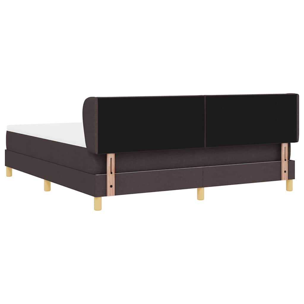 Lit à ressorts avec tête de lit Marron foncé 180 x 200 cm tissu
