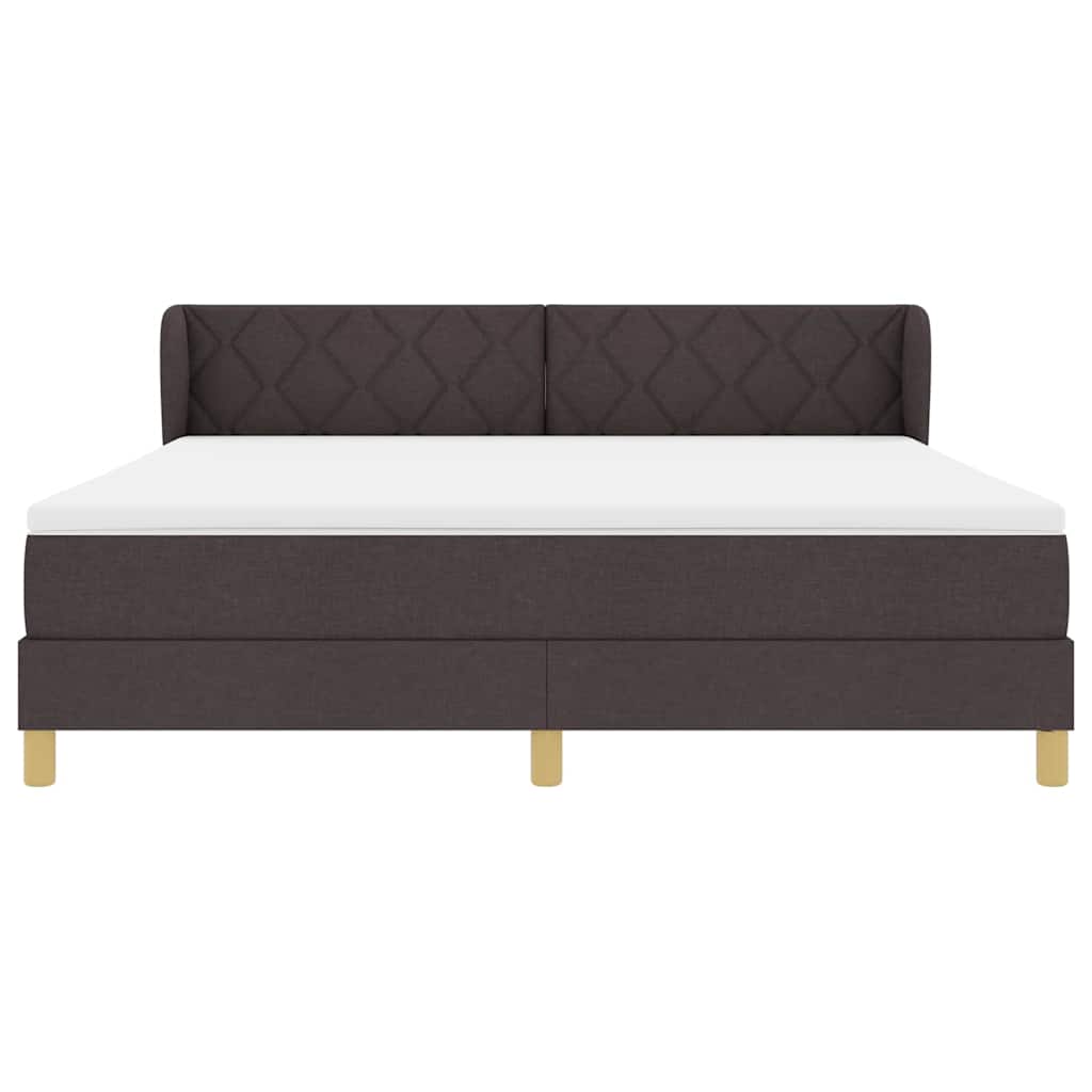 Lit à ressorts avec tête de lit Marron foncé 180 x 200 cm tissu